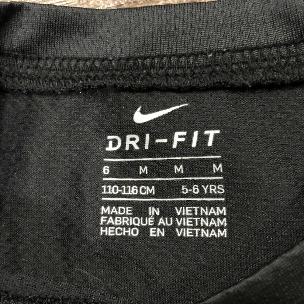Nike Shirt Boys Medium 5/6 Black Yellow Athletic DriFit Logo Youth Kids - Picture 5 of 10